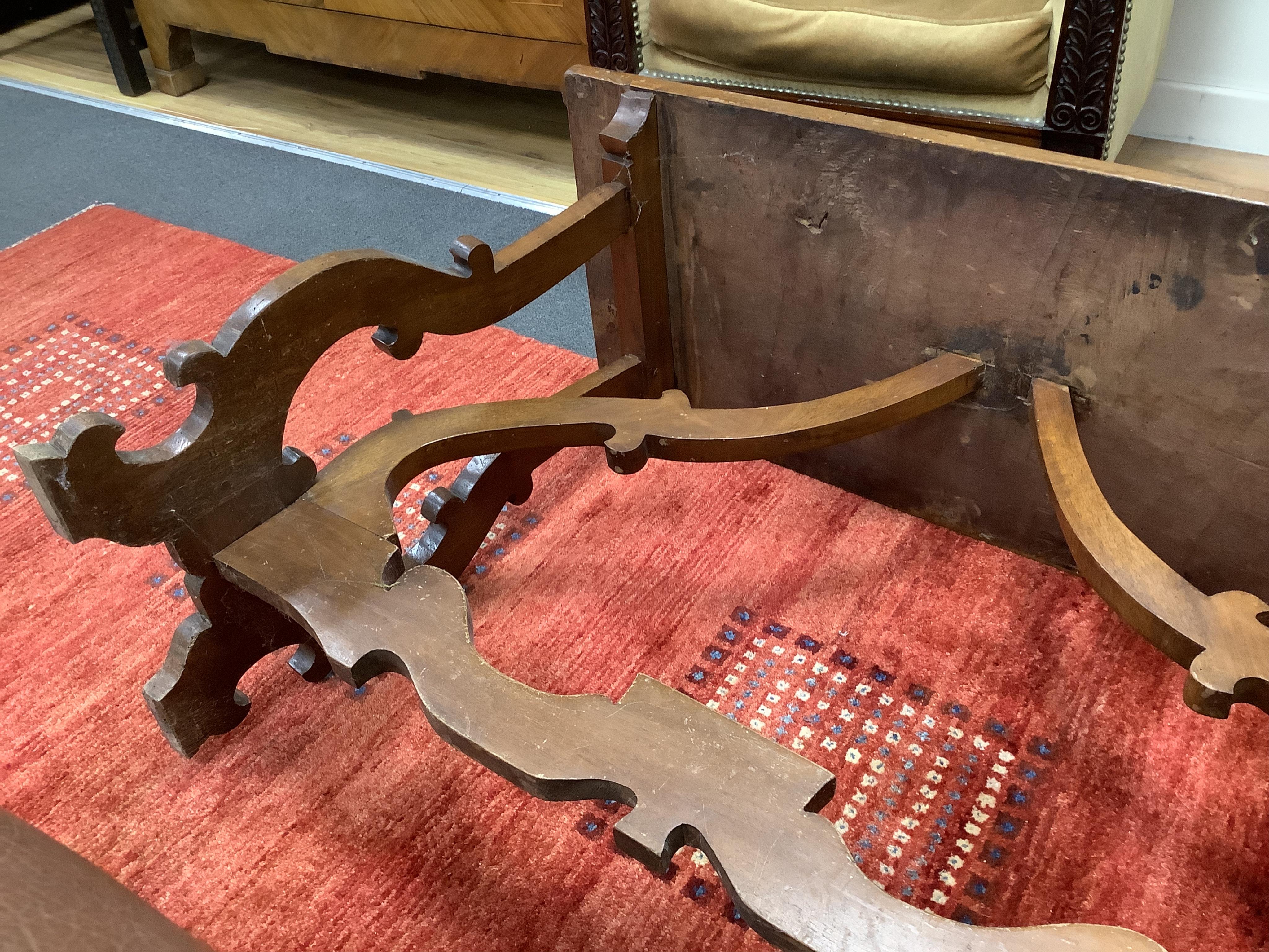 An 18th century style Spanish rectangular walnut occasional table, width 104cm, depth 43cm, height 70cm